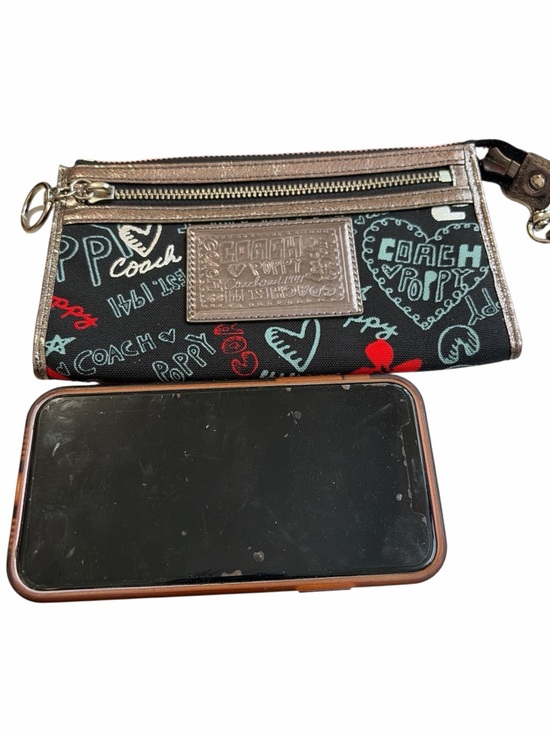 Coach Handbags - Coach Poppy Multicolor Heart Print Wristlet Wallet